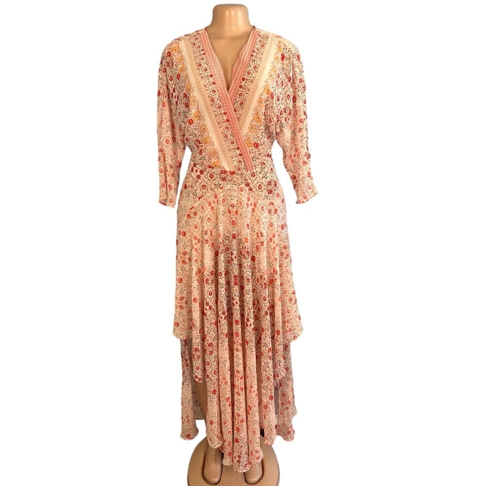 Anthropologie HD in Paris 3/4 Sleeves Floral Asymmetrical Hem Dress - Picture 2 of 11